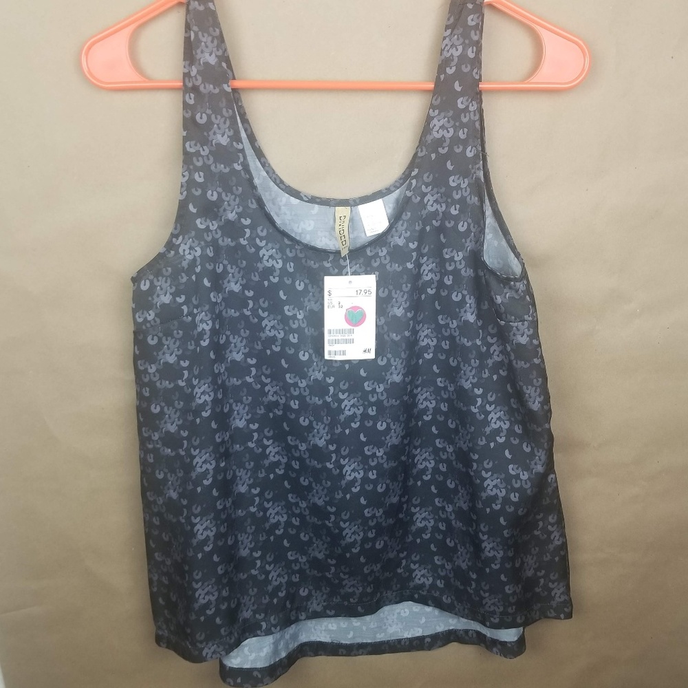 NWT Black H&M Divided Sequin Tank SZ 2